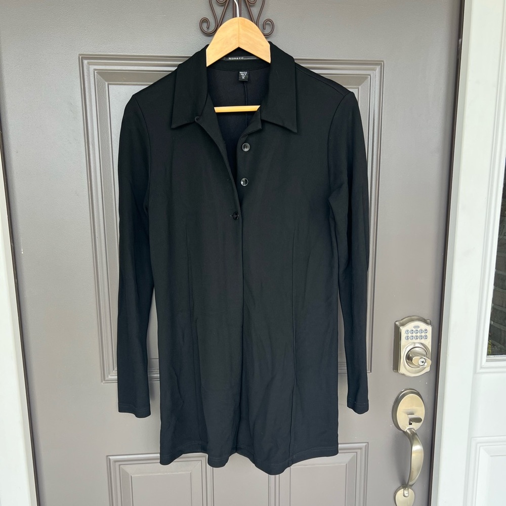 ISDA & CO Sweater Shirt cardiagan solid black collared open button size M